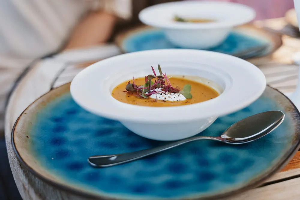 Freshly prepared food served on board an Eden Luca yacht in Aruba